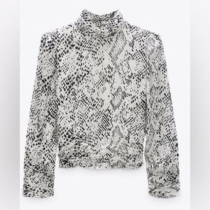 Zara Monochrome Abstract Print Blouse